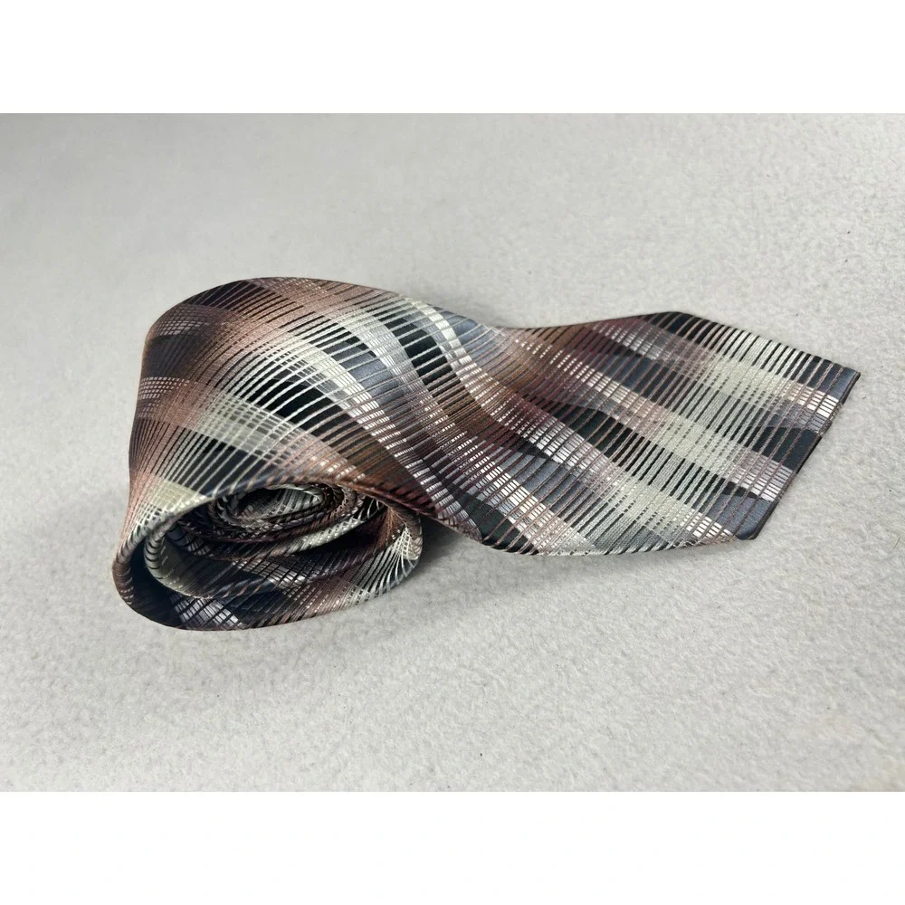 Stacy Adams Necktie Mens One Size Brown Plaid Professional 02592